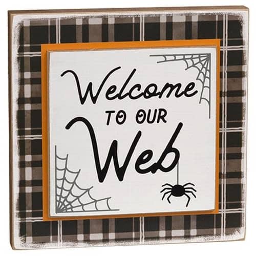 BreeBe - *Welcome to Our Web Layered Block Sign - Black, White