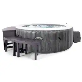 Intex - PureSpa Plus Greywood Inflatable Hot Tub Jet Spa w/ Accessories Benches - Gray