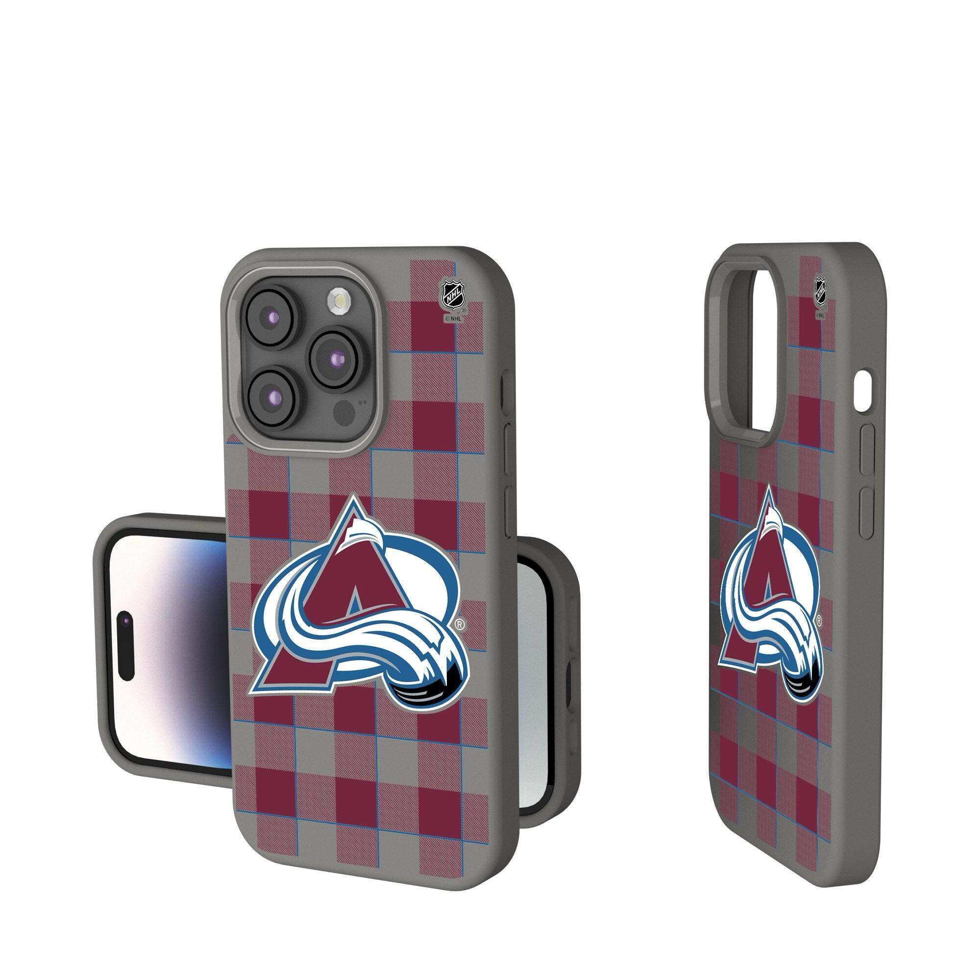 Front. Keyscaper - Colorado Avalanche Plaid Soft Touch iPhone Case - 15 - Gray.