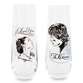 Silver Buffalo - Star Wars Han and Leia "I Love You, I Know" Stemless Fluted Glassware | Set of 2 - Black