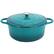 Front. MegaChef - MegaChef 6.35 Quart Round Enameled Cast Iron Dutch Oven with Self Basting Lid in Teal - Teal.