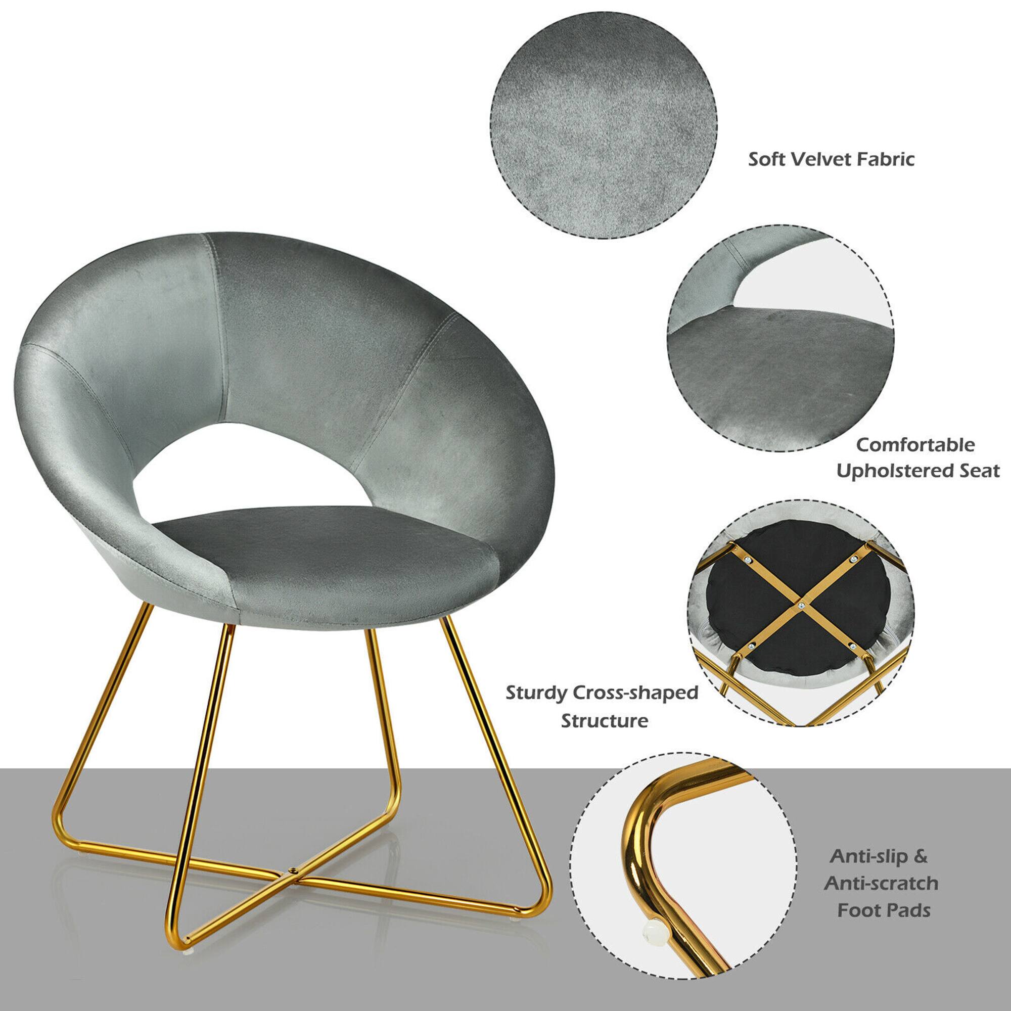 Soft Velvet Fabric, Comfortable Upholstered Seat, Sturdy Cross-shaped Structure, Anti-slip & Anti-scratch Foot Pads