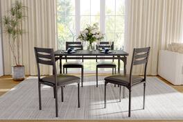 Homhougo - Dining Table Set for 4, 5 Piece Dining Table and Chairs Set of 4 - Black