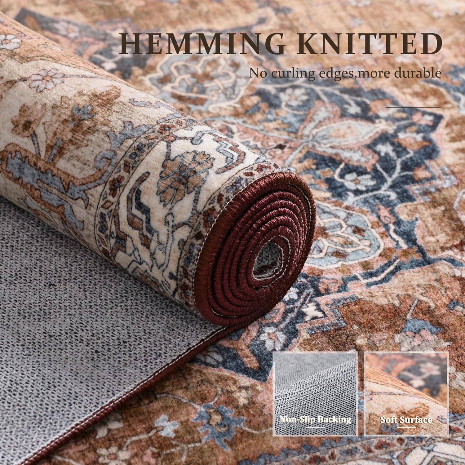 HEMMING KNITTED  
No curling edges, more durable  

Non-Slip Backing  
Soft Surface