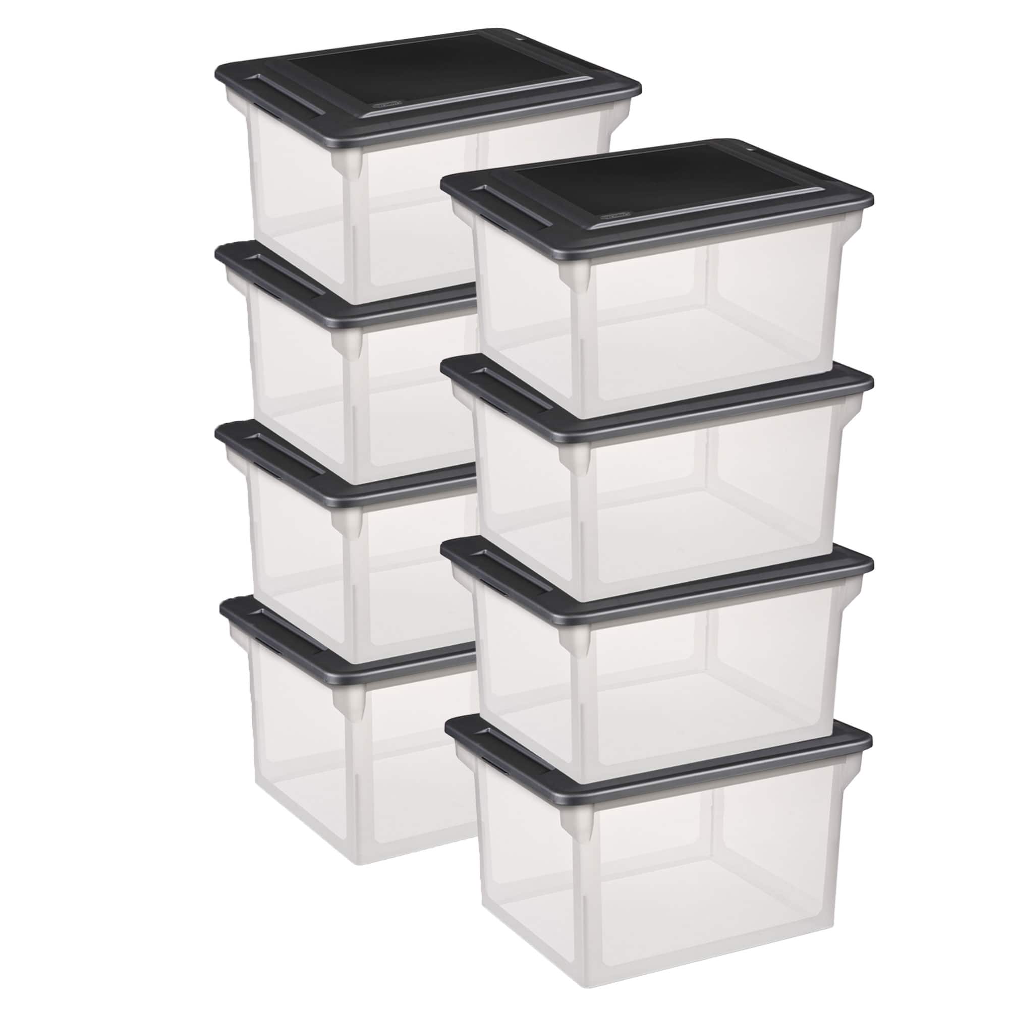 Front. Sterilite - Sterilite File Box, Clear Bankers Box, Organizer Storage Tote w/ Lid (8 Pack) - Clear.