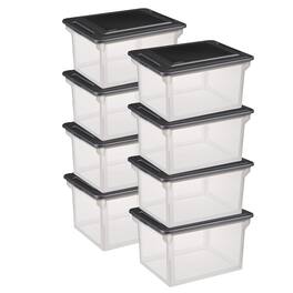 Sterilite - File Box, Bankers Box, Organizer Storage Tote w/ Lid (8 Pack) - Clear