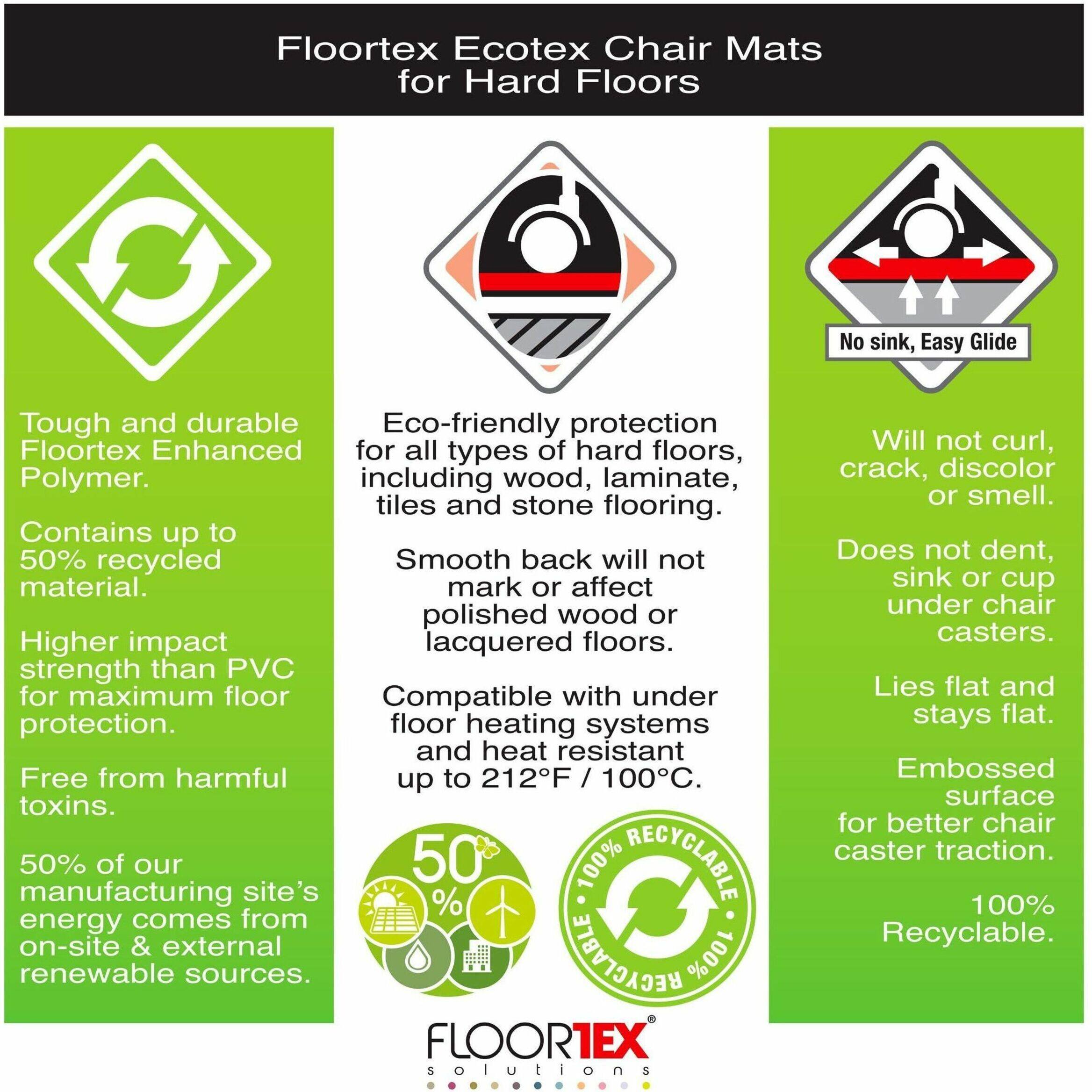 Alt View 23. Floortex - Cleartex Enhanced Polymer Rectangular Chair Mat with Anti-Slip Backing for Hard Floors - 30'' x 48'' - Clear.