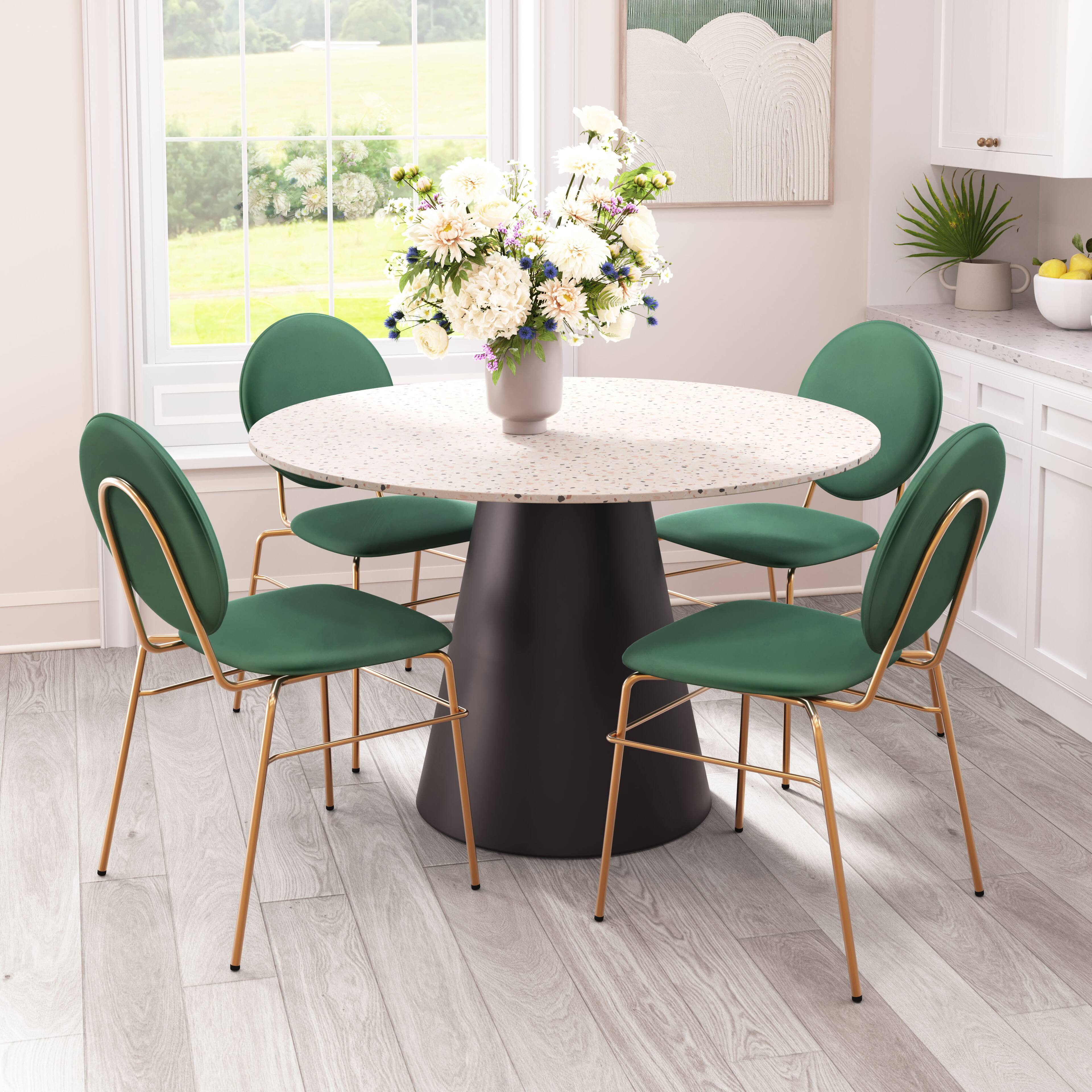 Angle. Hivvago - Jorf Dining Table Beige & Bronze - Beige & Bronze.