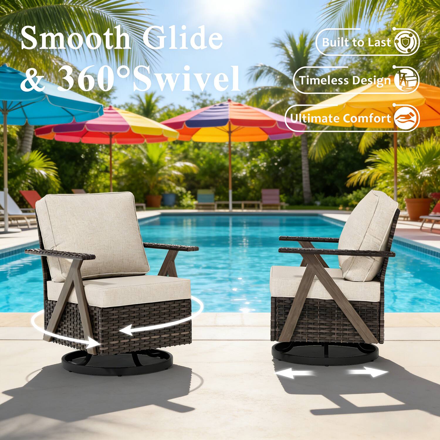 Smooth Glide & 360° Swivel  
Built to Last  
Timeless Design  
Ultimate Comfort