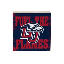 Evergreen Enterprises - Liberty Flames 6" Square Fan Chant Wood Block Shelf Sign - Multicolor