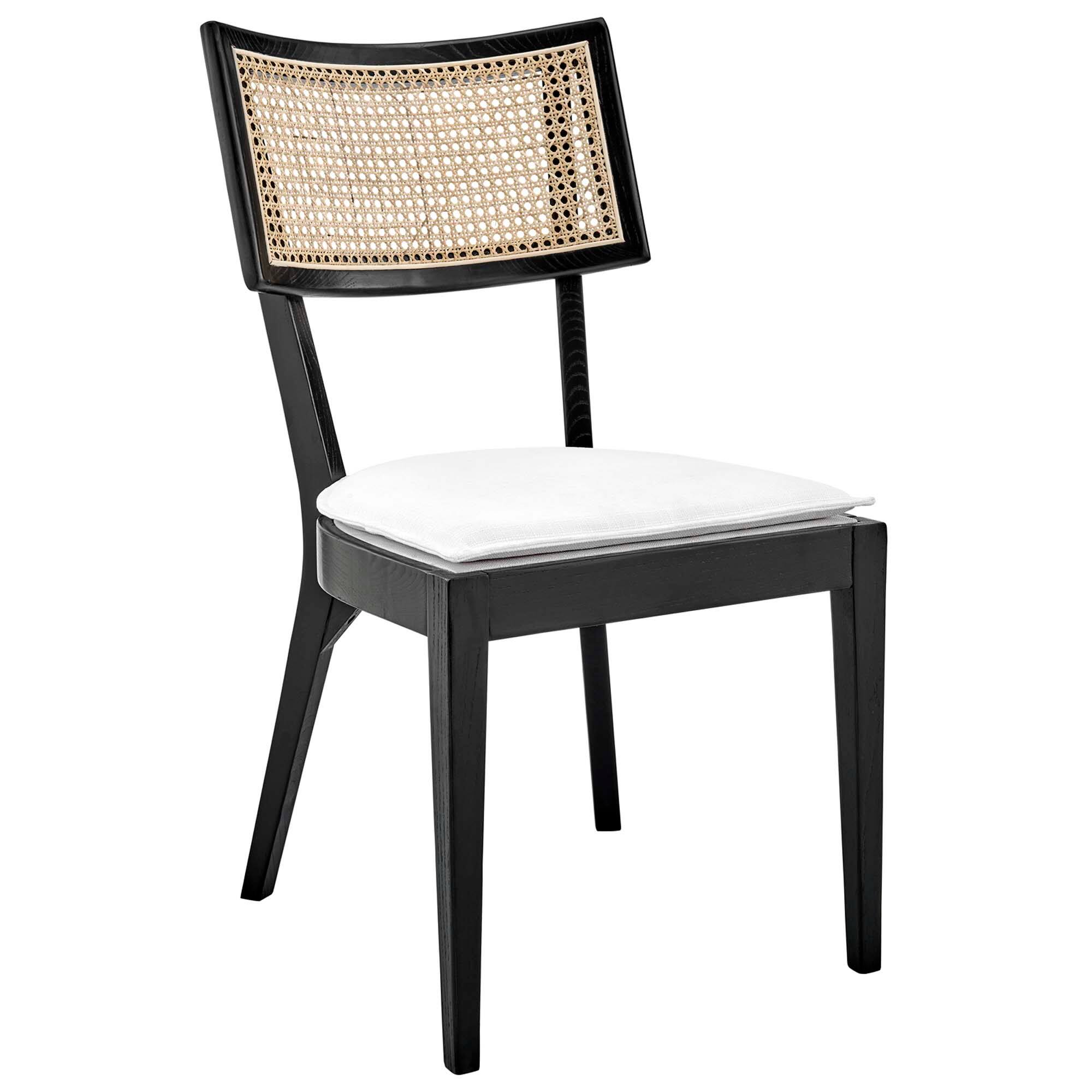 Angle. Modway - Caledonia Fabric Upholstered Wood Dining Chair Set of 2 by Modway - White.
