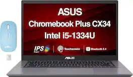 ASUS - Chromebook Plus CX34 14" Touch i5-1334U, 8GB LPDDR5X, 128GB SSD, WiFi 6E, Chrome OS w/Dockztorm Wireless Mouse - Rock Grey