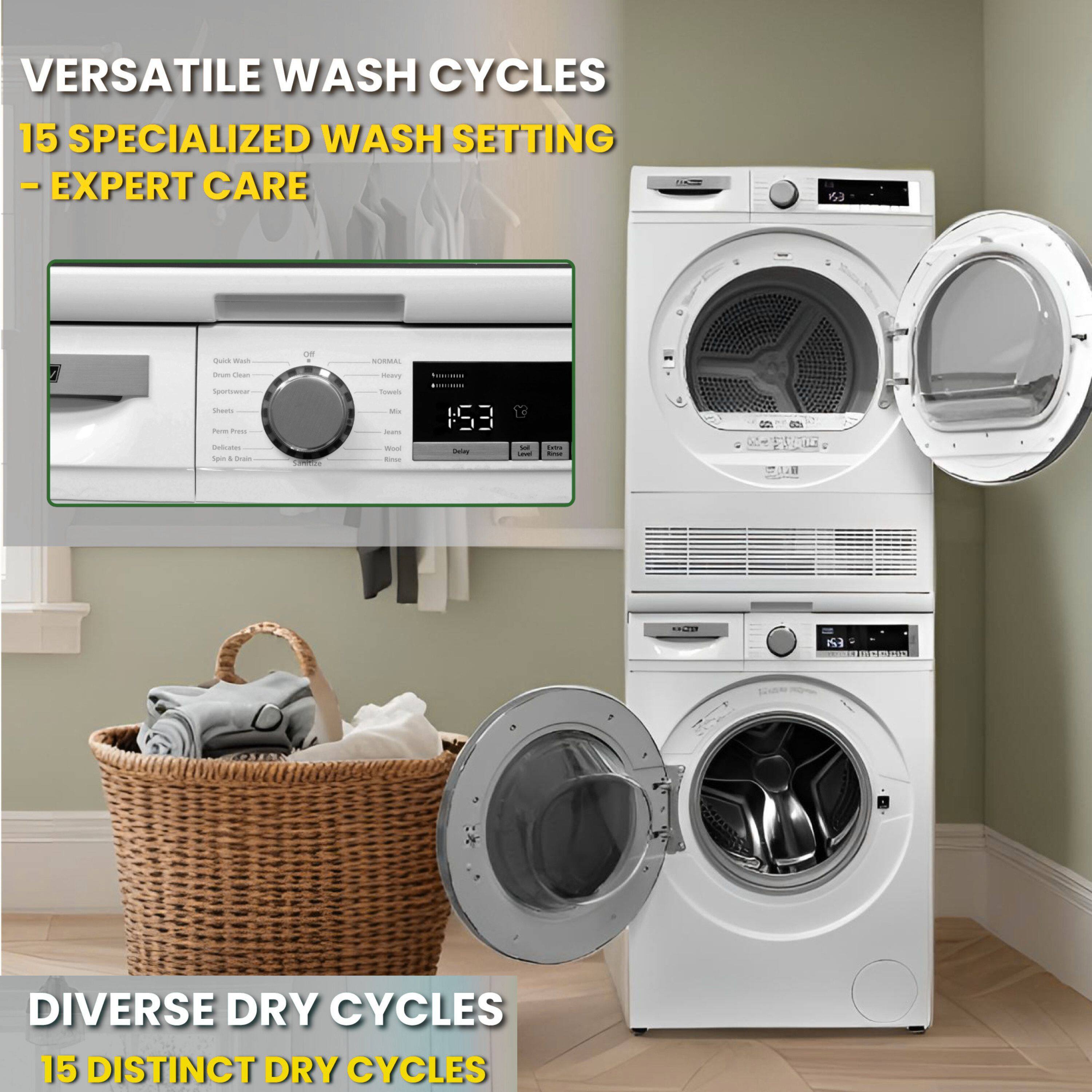 VERSATILE WASH CYCLES  
15 SPECIALIZED WASH SETTINGS - EXPERT CARE  

DIVERSE DRY CYCLES  
15 DISTINCT DRY CYCLES
