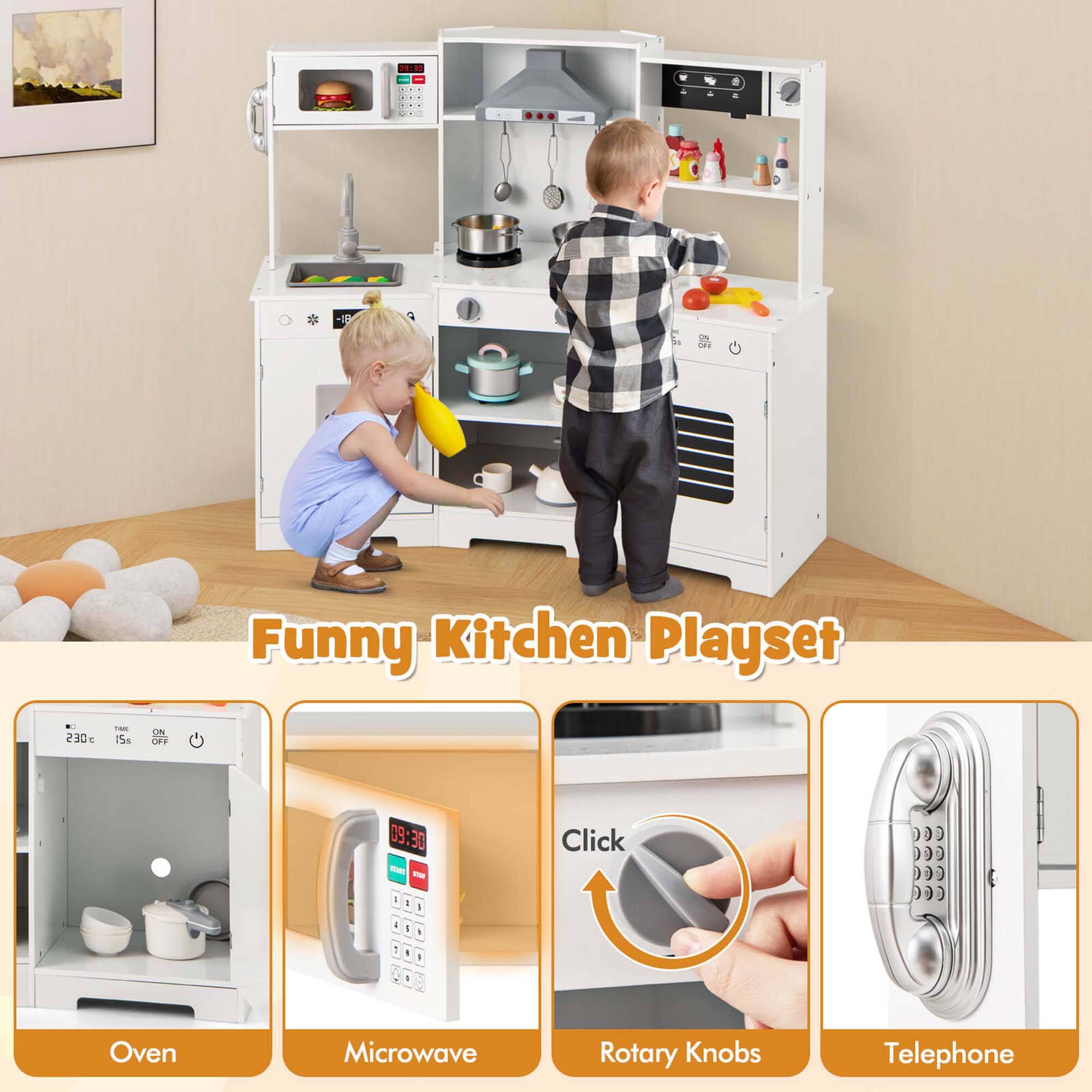 Funny Kitchen Playset

- Oven
- Microwave
- Rotary Knobs
- Telephone