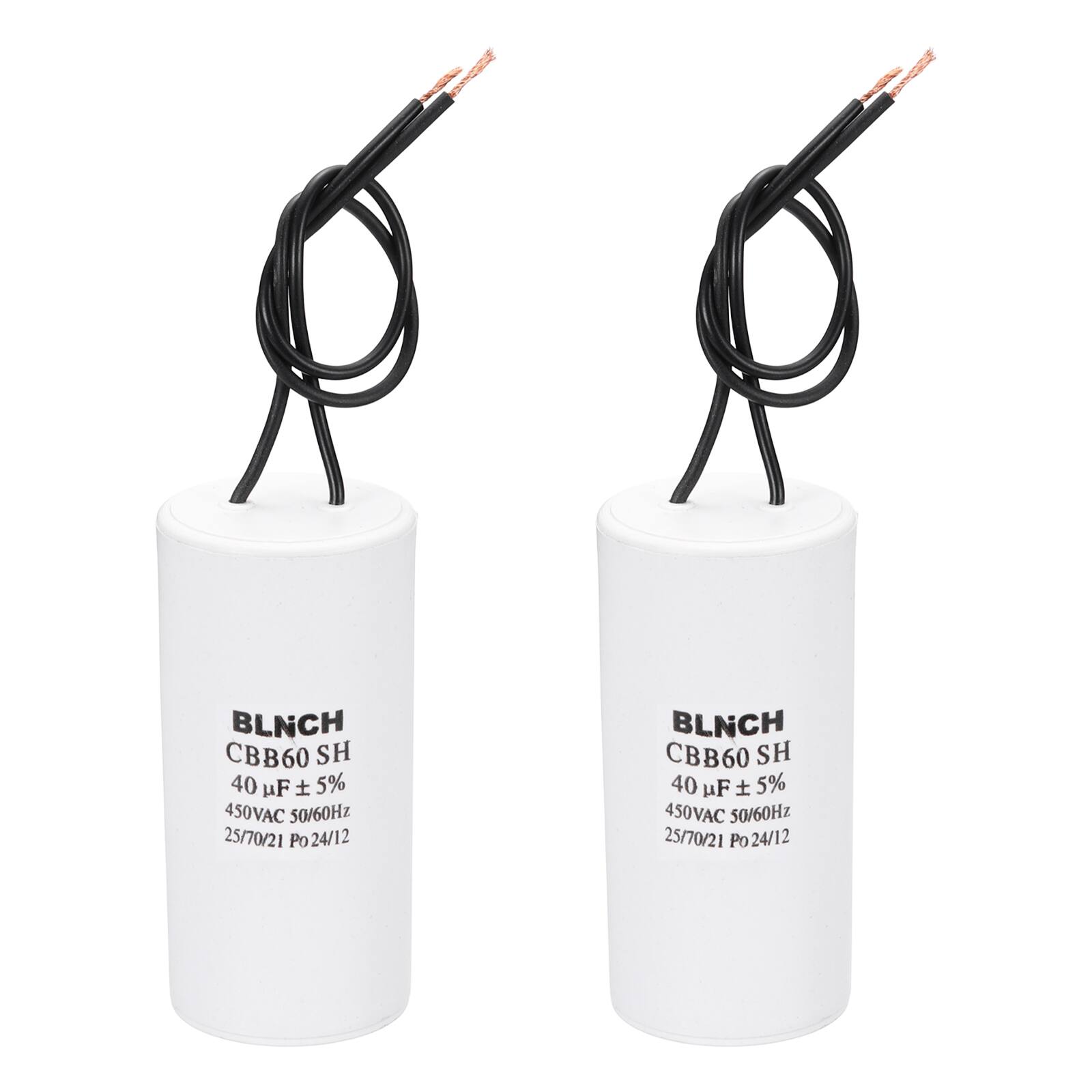 Unique Bargains - 2pcs 40uF CBB60 Running Capacitor, AC 450V 2 Wire for Air Compressor, Washing Machine, Refrigerator, Air Conditioner - White price history on PriceWatchPro