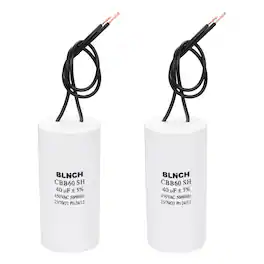 Unique Bargains - 2pcs 40uF CBB60 Running Capacitor, AC 450V 2 Wire for Air Compressor, Washing Machine, Refrigerator, Air Conditioner - White