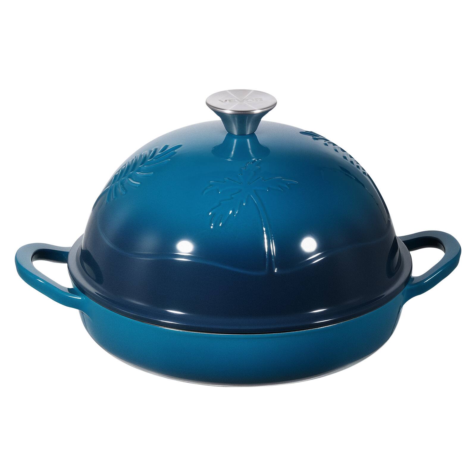 Front. VEVOR - Enameled Cast Iron Dutch Oven, 5 Quart Pot for Sourdough Bread Baking, Oven Induction Compatible up to 500℉ - Green.