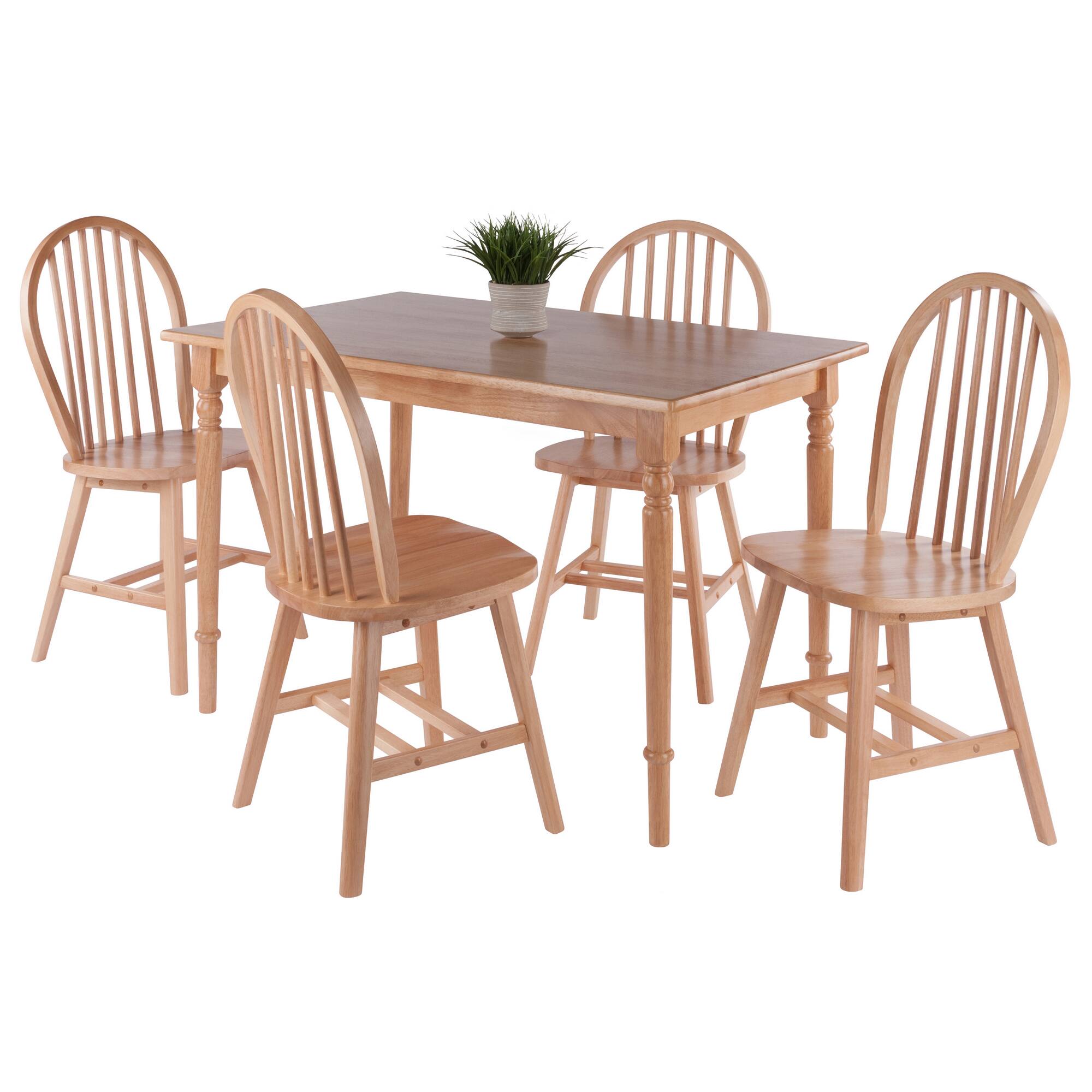 Winsome Wood Ravenna 5 Pc Dining Table with Windsor Chairs Natural ...