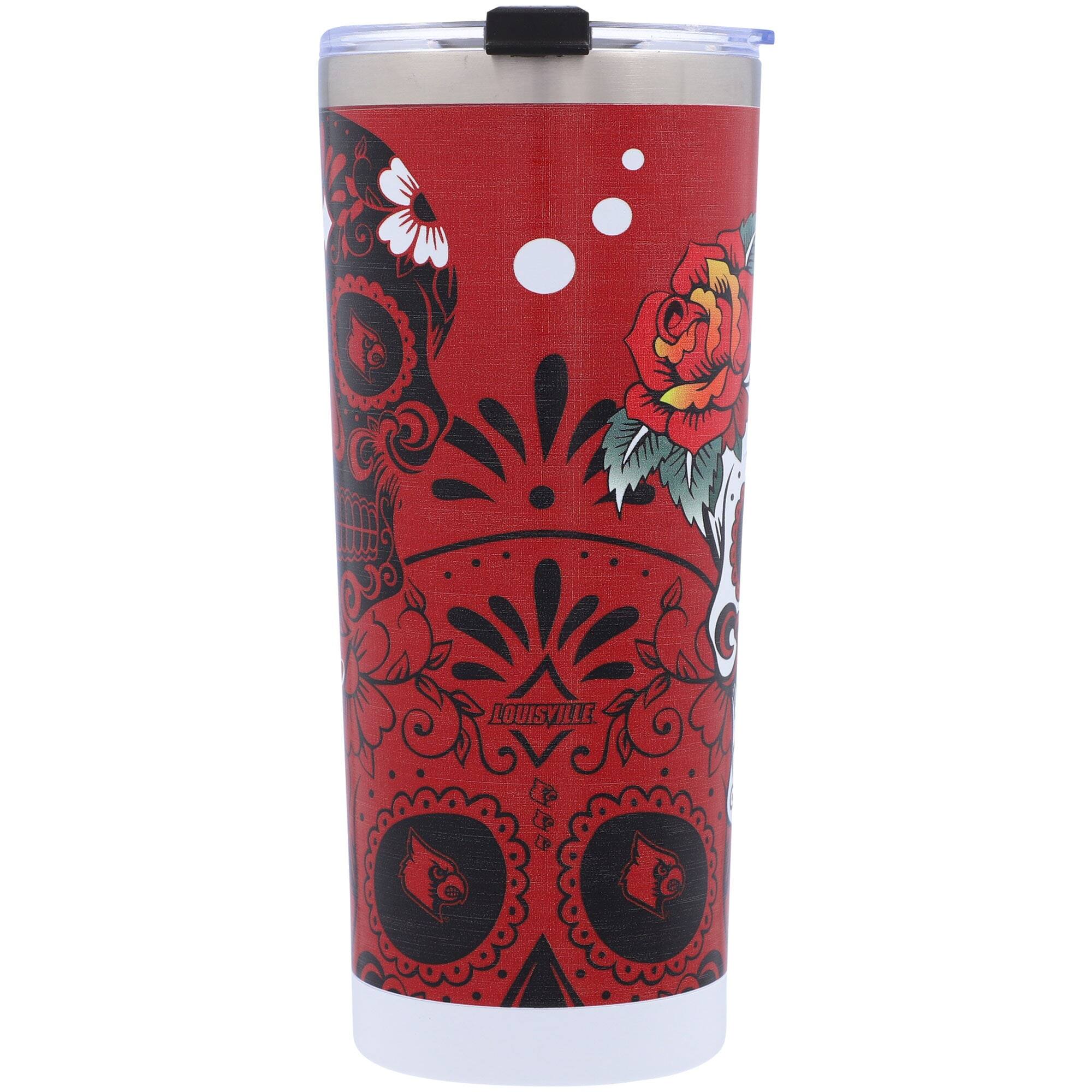 Alt View 1. Indigo Falls - Louisville Cardinals 24oz. Dia De Los Muertos Stainless Steel Tumbler - Multicolor.