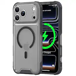 Dteck - Rugged Magnetic Case For iPhone 18 Pro Max Shockproof Translucent Matte Cover Compatible With Magsafe Accessories - Black