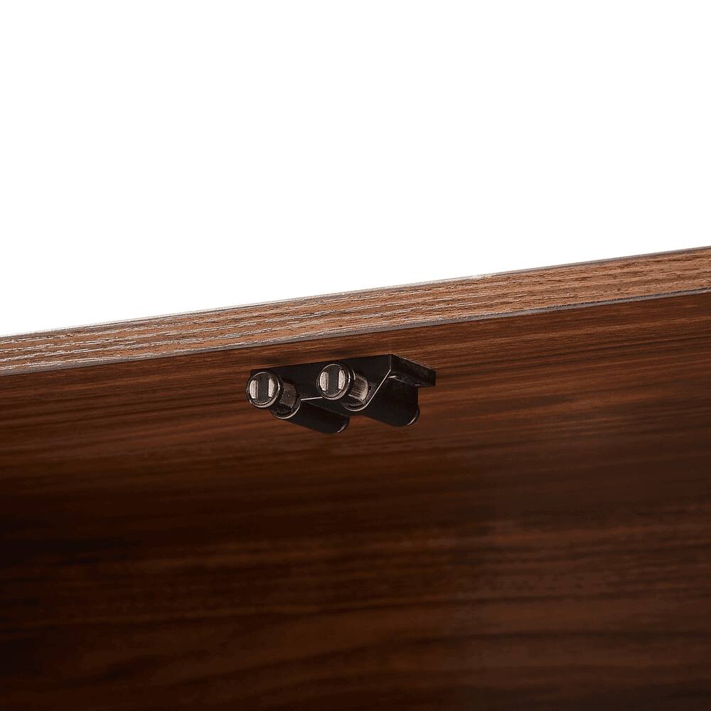 Alt View 6. Kadyn - L-Shaped Corner Computer Desk with Glass Cabinets and LED Lights - Black - Brown.