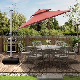 Mondawe - 11 ft. Octagon Cantilever Patio Umbrella Aluminum 360°with Umbrella Cover - Red