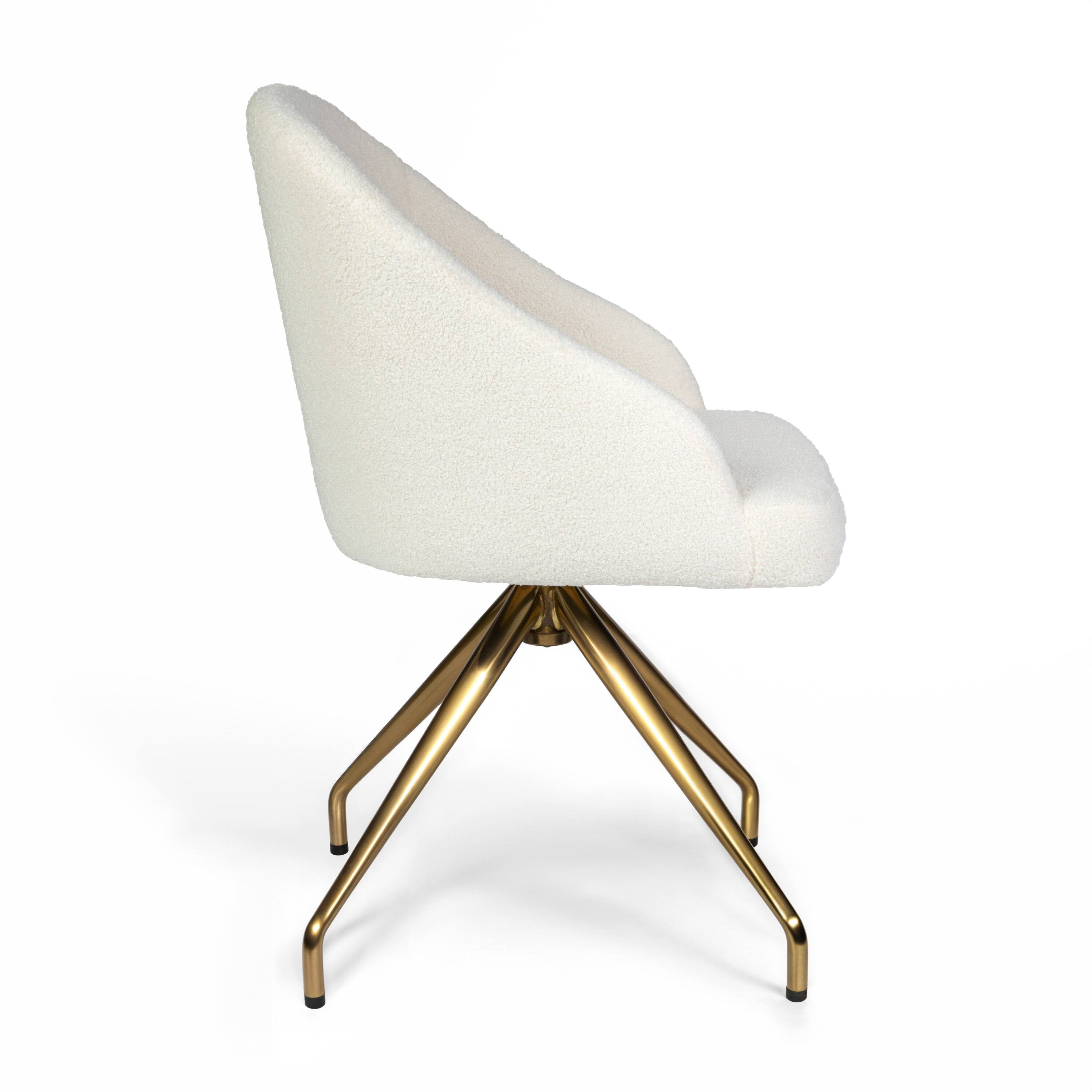 Alt View 9. Martha Stewart - Sora Upholstered Stationary Swivel Home Office Chair - Off White Boucle/Polished Brass Frame.