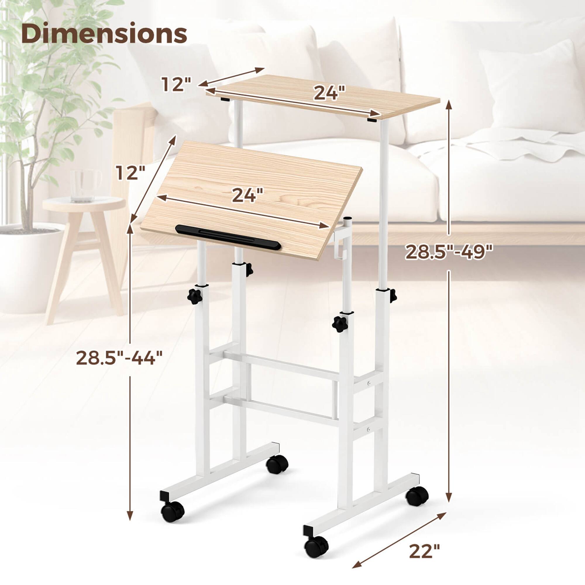 Dimensions  
12" x 24"  
12" x 24"  
28.5"-49"  
28.5"-44"  
22"