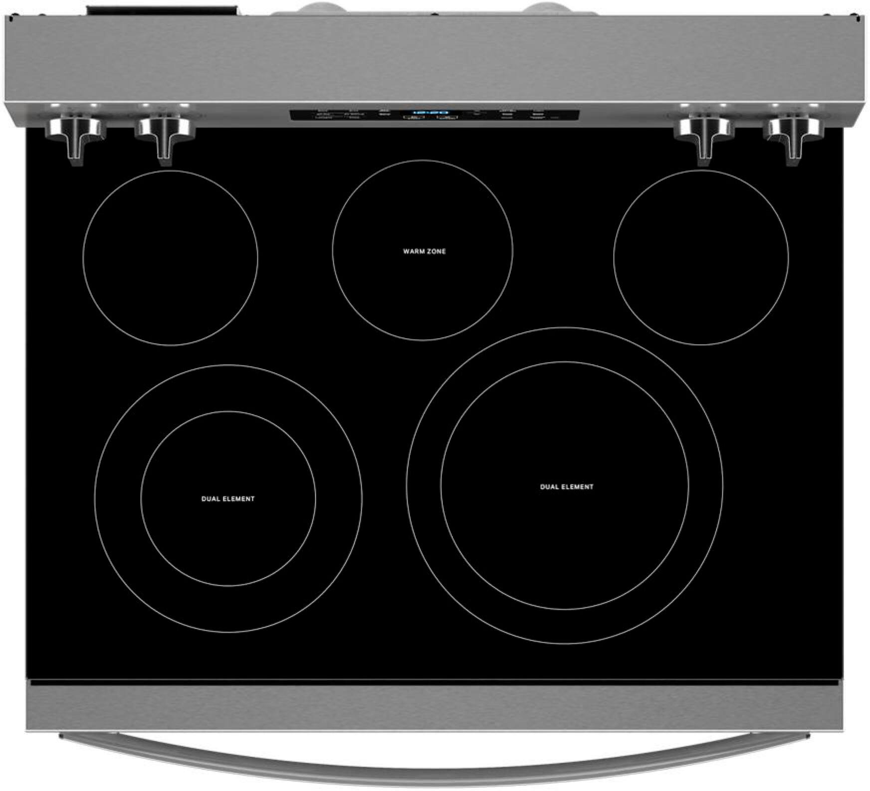 The text on the image reads "Warm Cone Dual Element Dual Element." This text is likely meant to describe the features of the stove, which has two burners and a warming drawer. The warming drawer is a separate compartment that can be used to keep food warm or cook at a lower temperature, while the dual element burners allow for more precise control over heat distribution for different cooking tasks.