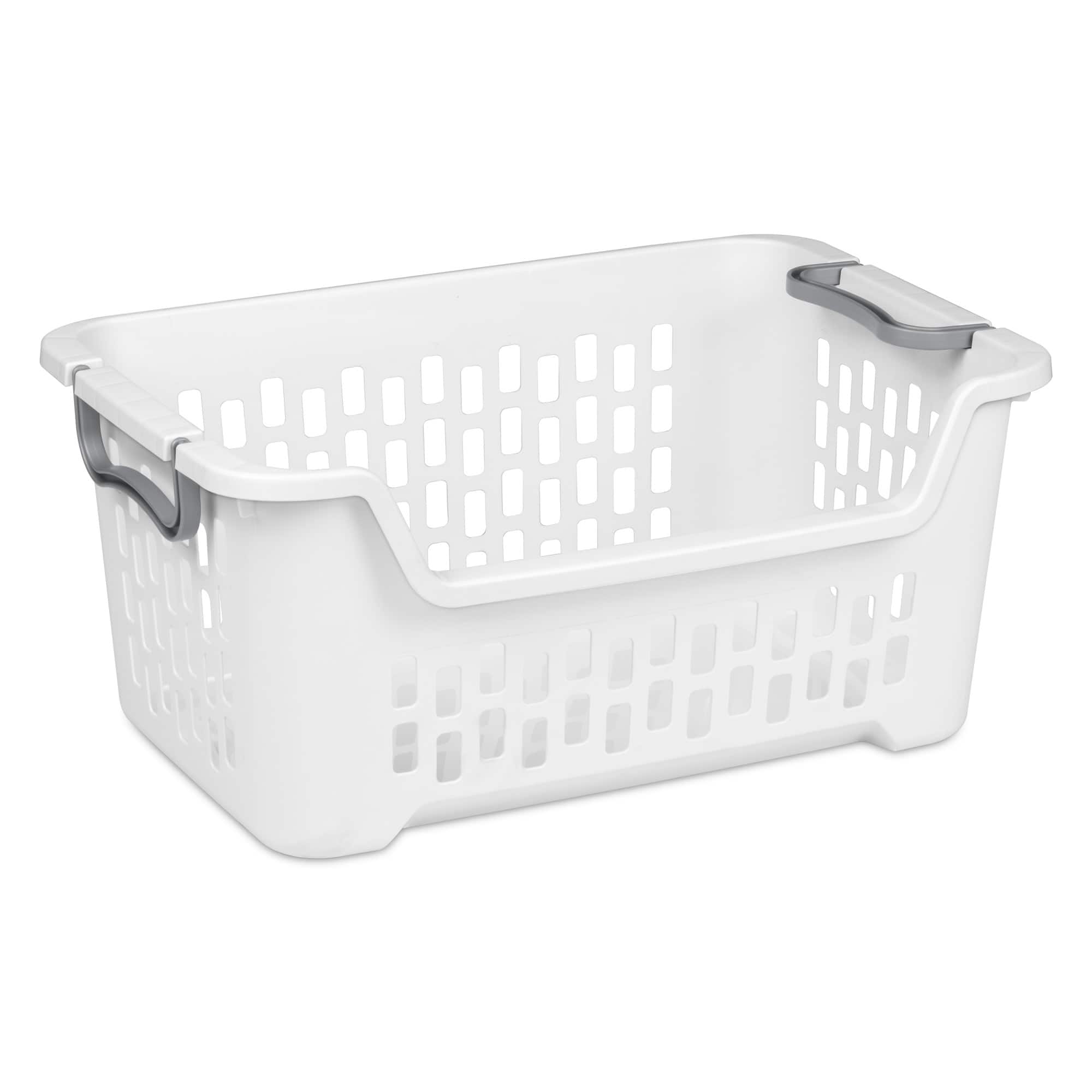 Sterilite - Stacking Laundry Basket, 2 Bushel Hamper with Handles, 24 Pack - White