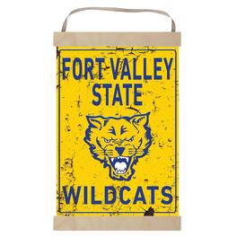 Jardine - Fort Valley State Wildcats Faux Rust Banner Sign - Blue