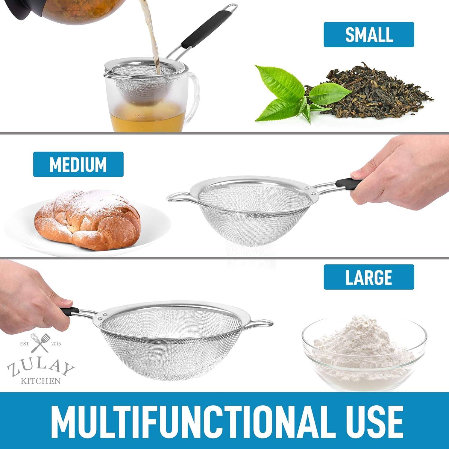 SMALL  
MEDIUM  
LARGE  

EST 2015  
ZULAY KITCHEN  
MULTIFUNCTIONAL USE