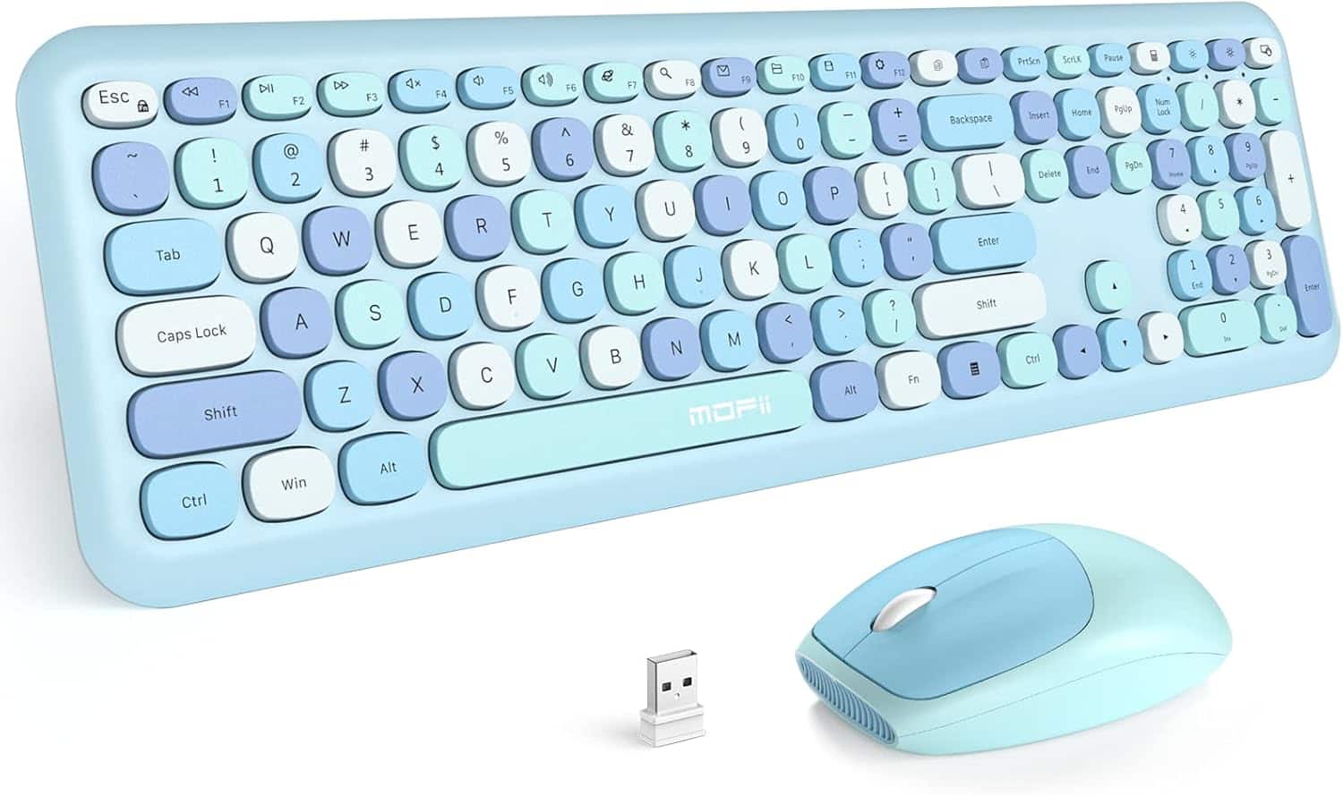 SaharaCase - Wireless Keyboard and Mouse Combo with Flush Keys - Aqua