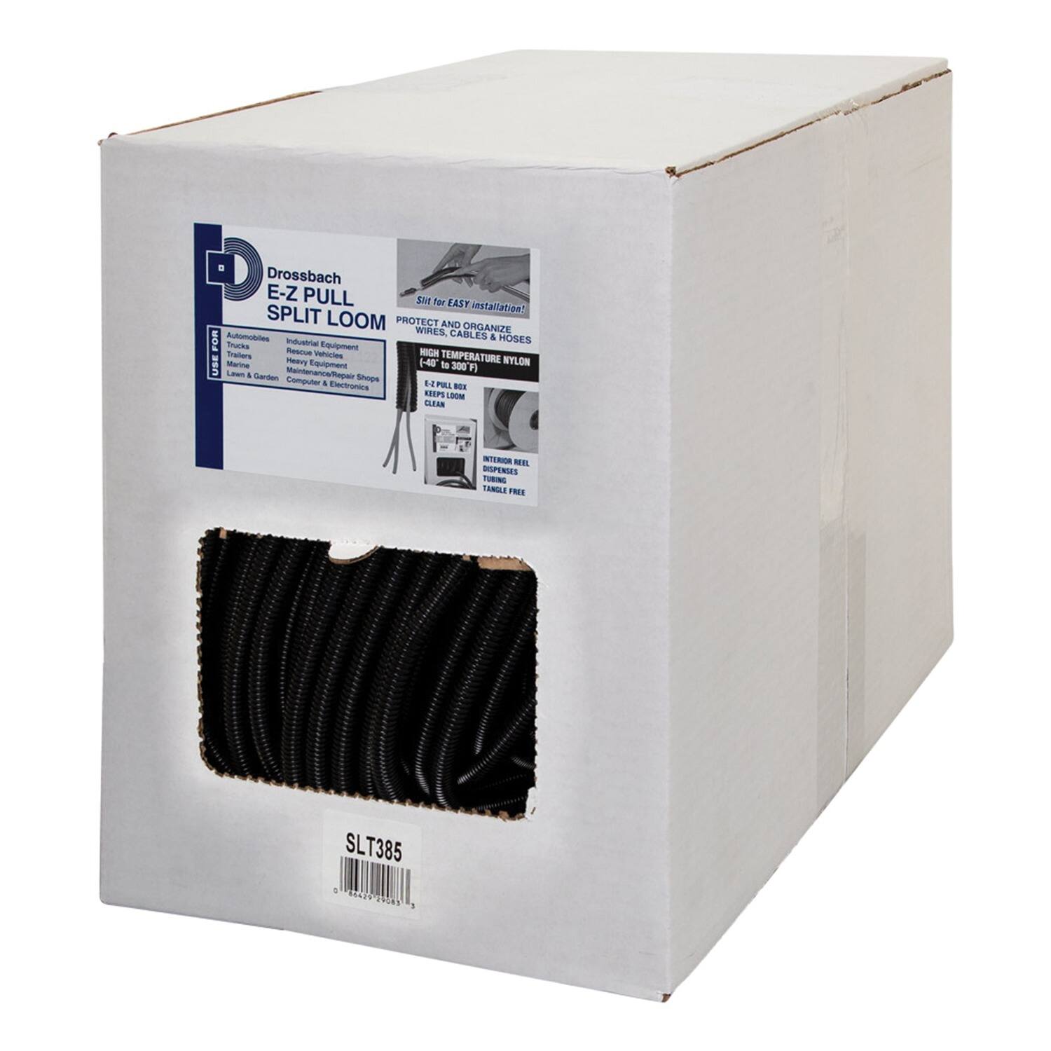 Drossbach E-Z PULL SPLIT LOOM

Protect and organize wires, cables & hoses for easy installation! 

Automobiles, Industrial Equipment, Trailers, Marine & Garden, Computer & Electronics

High Temperature Nylon

-40°F to 300°F

5.25" Pull Box

Clean Loom

Interchangeable Dispenser

Tangle Free

SLT385