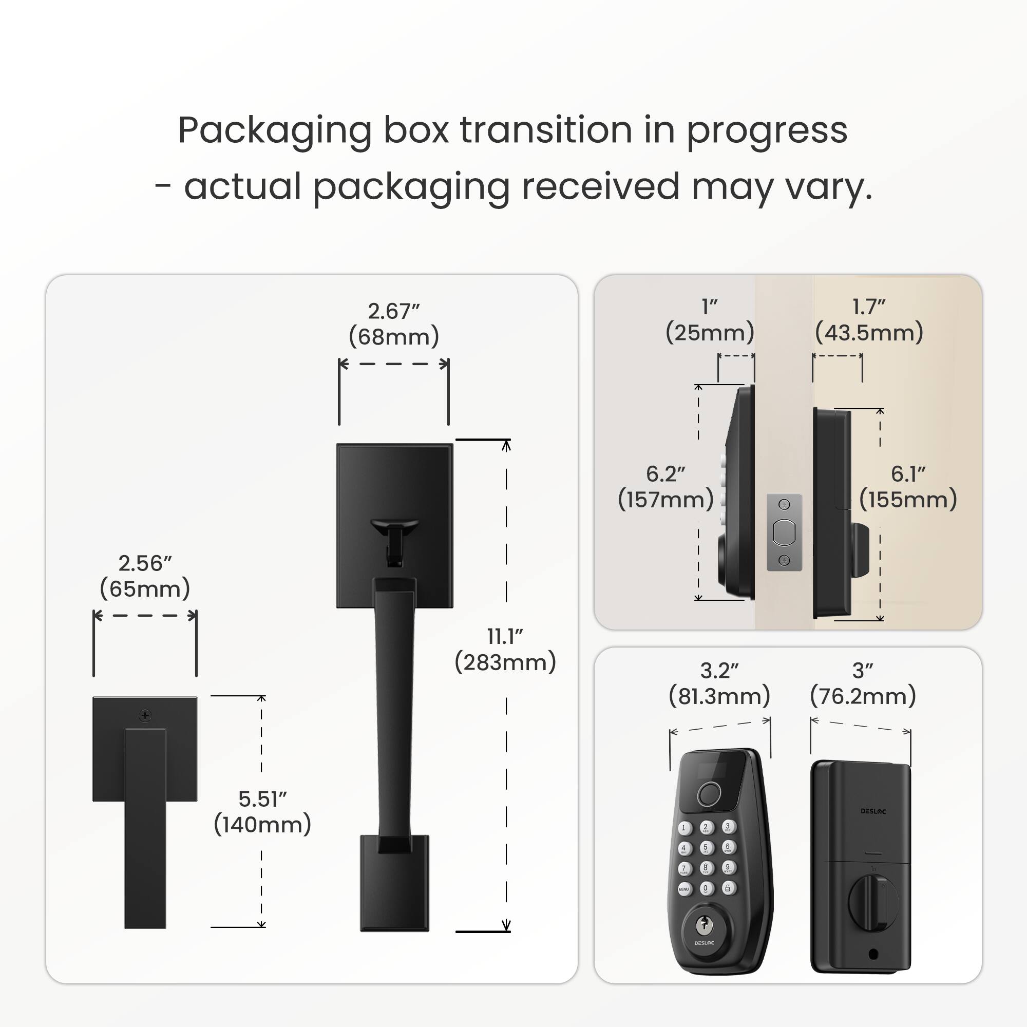 Packaging box transition in progress - actual packaging received may vary.

- 2.67" (68mm)
- 1" (25mm)
- 1.7" (43.5mm)
- 6.2" (157mm)
- 6.1" (155mm)
- 2.56" (65mm)
- 11.1" (283mm)
- 3.2" (81.3mm)
- 3" (76.2mm)
- 5.51" (140mm)