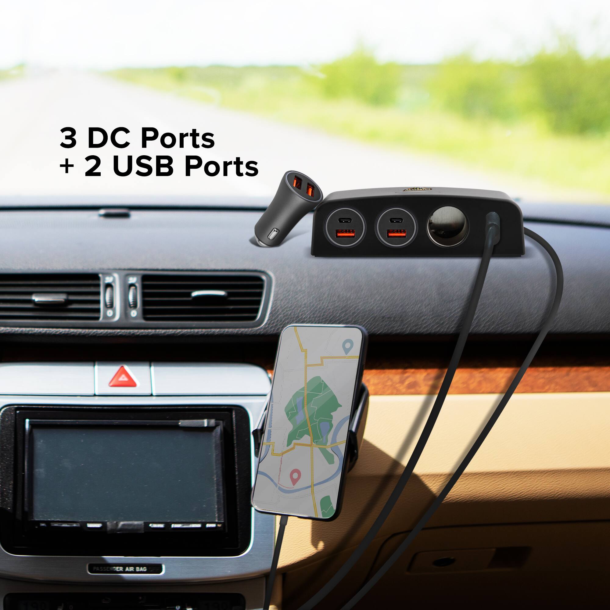 3 DC Ports + 2 USB Ports