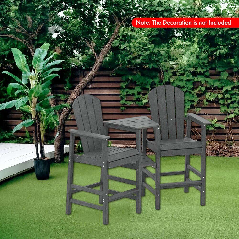 Angle. Hivvago - All-Weather Two-Seat Adirondack Chair with Central Connecting Tray - Gray.