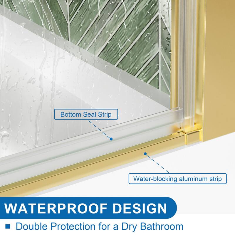 Bottom Seal Strip  
Water-blocking aluminum strip  
WATERPROOF DESIGN  
Double Protection for a Dry Bathroom