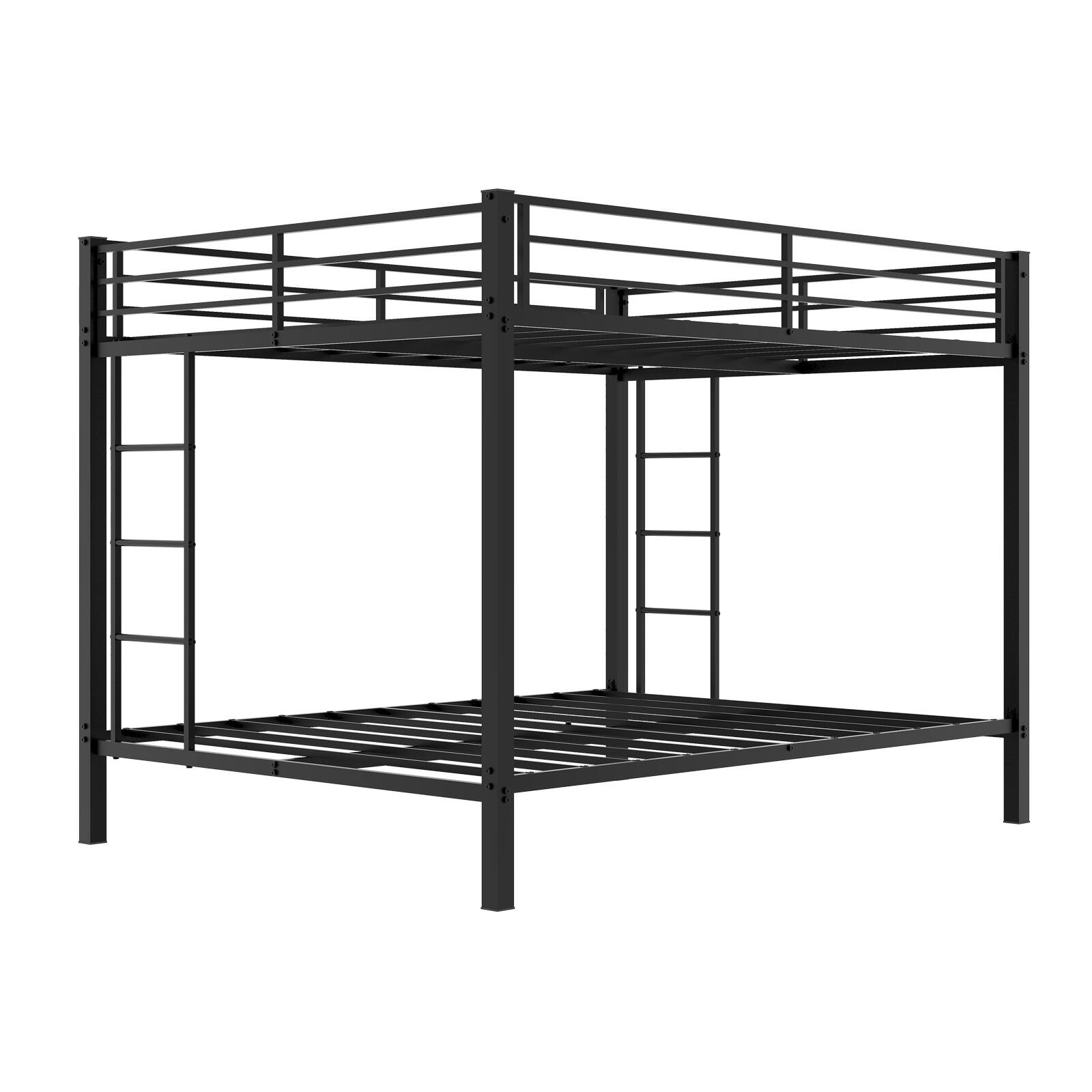 Alt View 10. Loheer - Loheer Heavy Duty Queen Size Metal Bunk Bed Black Iron Square Tube Frame Space Saving - Black.