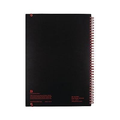 Alt View 2. Black n' Red - Professional 1-Subject Professional Notebook, 8.25" x 11.75", Wide Ruled, 70 Sheets - Black.