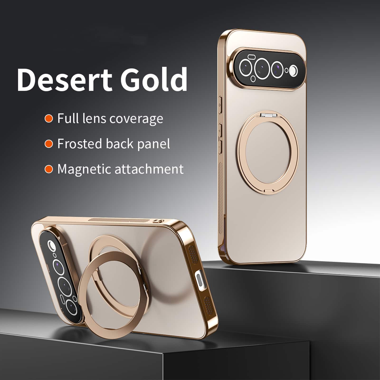 UUCOVER - Magnetic Case for Google Pixel 11 Pro 360° Rotating Ring Kickstand Full Camera Protection Shockproof Anti-Slip Cover - Desertgold price history on PriceWatchPro
