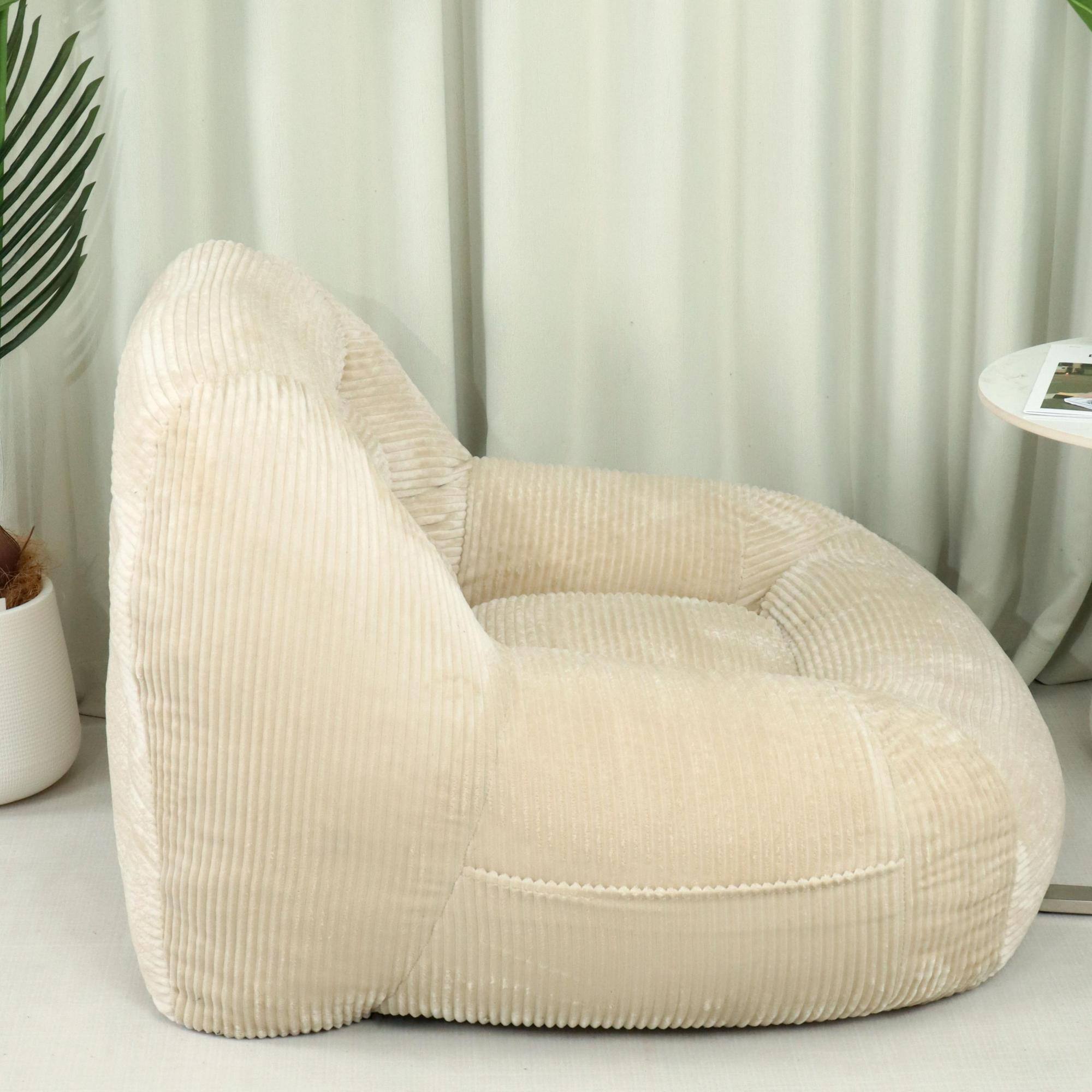 Alt View 1. GOODSILO - Plush Corduroy Fabric Beanbag Sofa for Cozy Living Spaces and Comfortable Lounging - Camel.