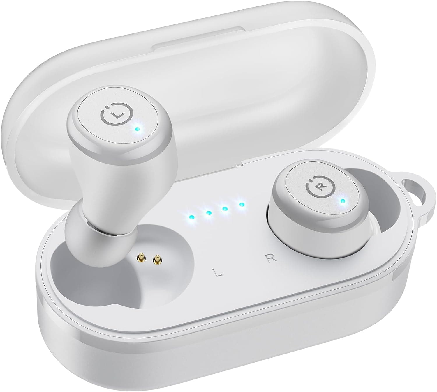 Front. TOZO - 2026 Wireless Bluetooth Earbuds - OrigX 2.0 Acoustics Technology, 55H, Wireless Charge Case, APP-32EQ, IPX8, Ergonomic - White.
