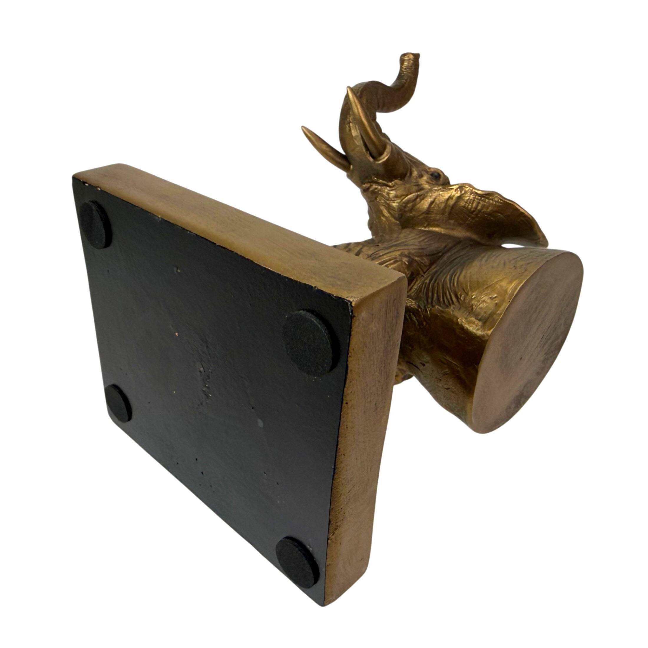 Alt View 2. Things2Die4 - Elephant Bookends Set of 2 Antique Copper Resin Decorative Book Holders - Bronze.
