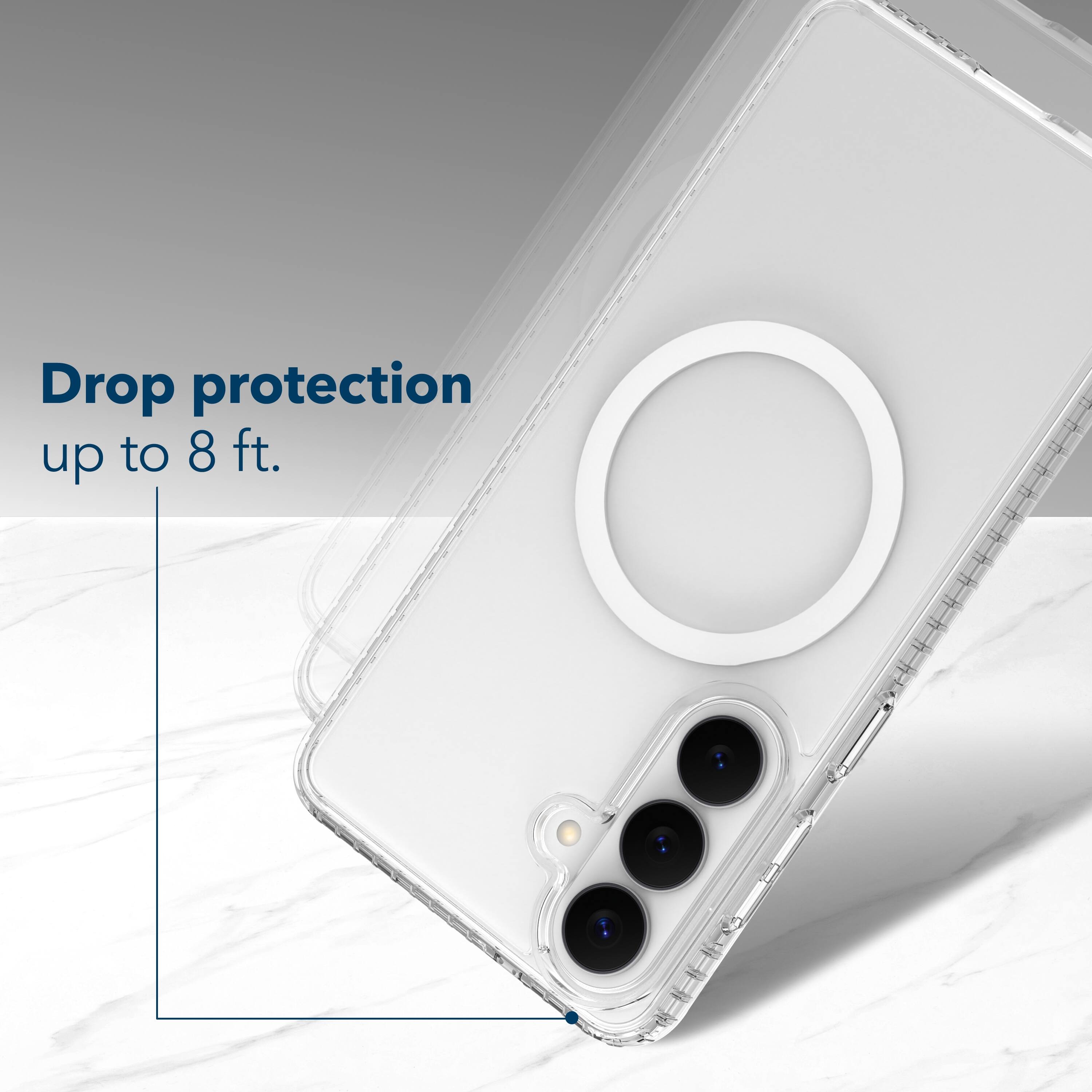 Drop protection up to 8 ft.