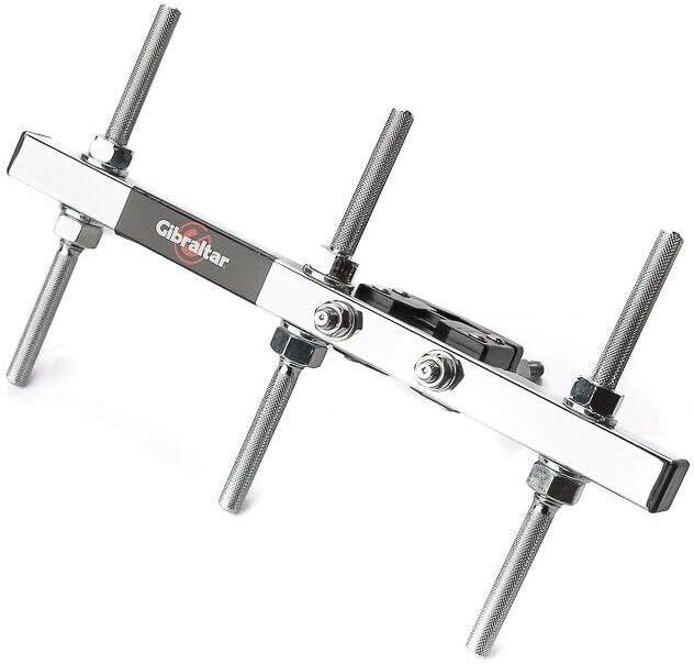 Angle. Gibraltar Hardware - 3 Post Accessory Mount Clamp, 12" Percussion Mounting Bar, Includes Three 9.5mm Knurled Posts.