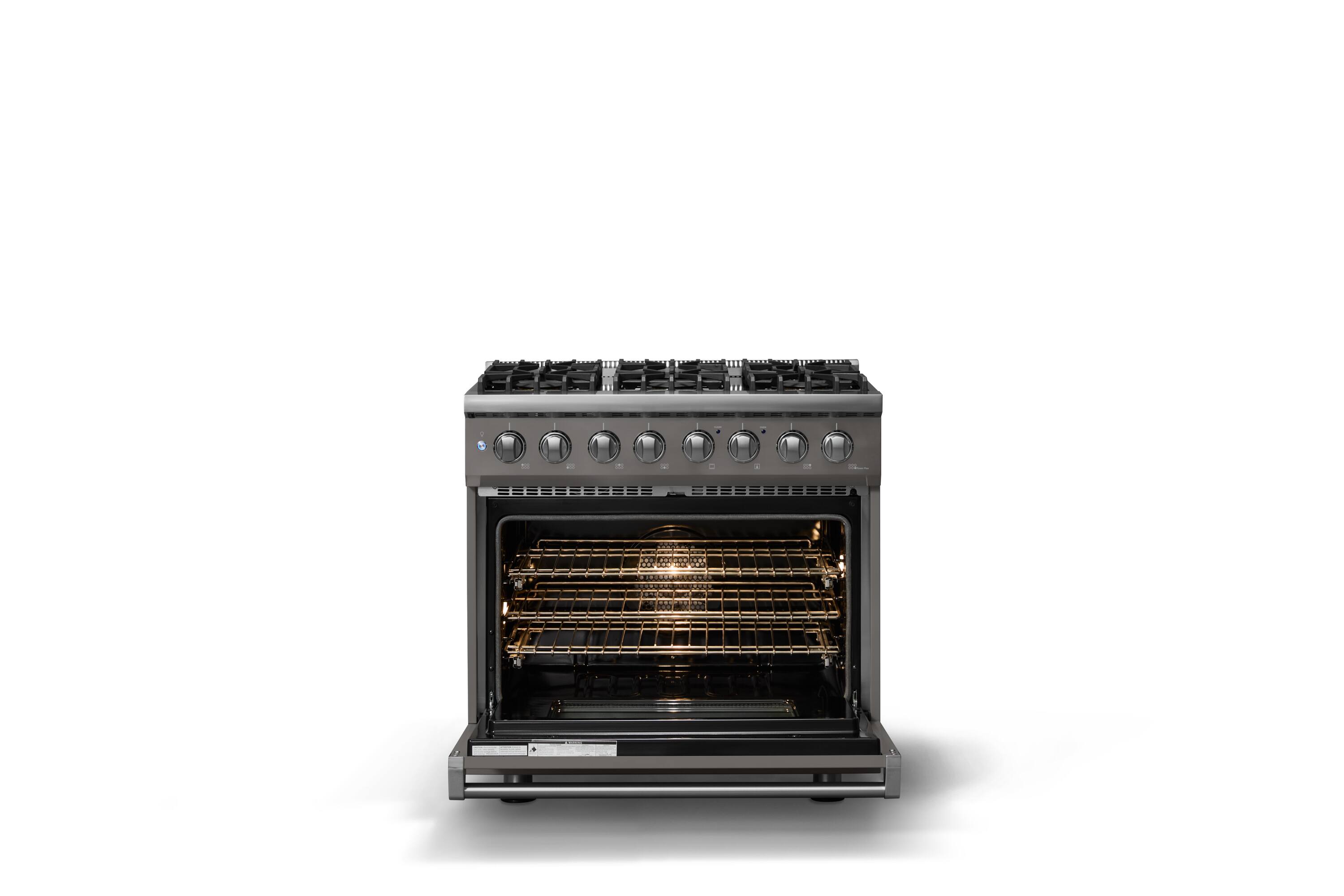Alt View 2. Viking - 36 in. Wide 6 Burner Pro 5 Series 5.6 Cu. Ft. Freestanding Sealed LP Dual Fuel Convection Range - Damascus Gray - Damascus Gray.