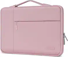 Front. mosiso - 16-inch Laptop Sleeve with Handle, Slim Protective Case for 15–16-inch Laptops - Pink.