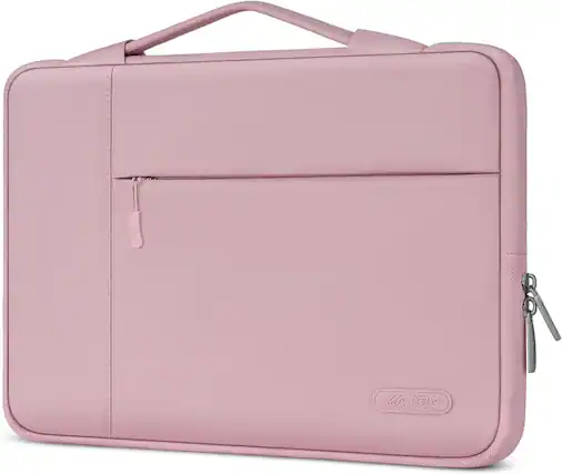 Front. mosiso - 16-inch Laptop Sleeve with Handle, Slim Protective Case for 15–16-inch Laptops - Pink.