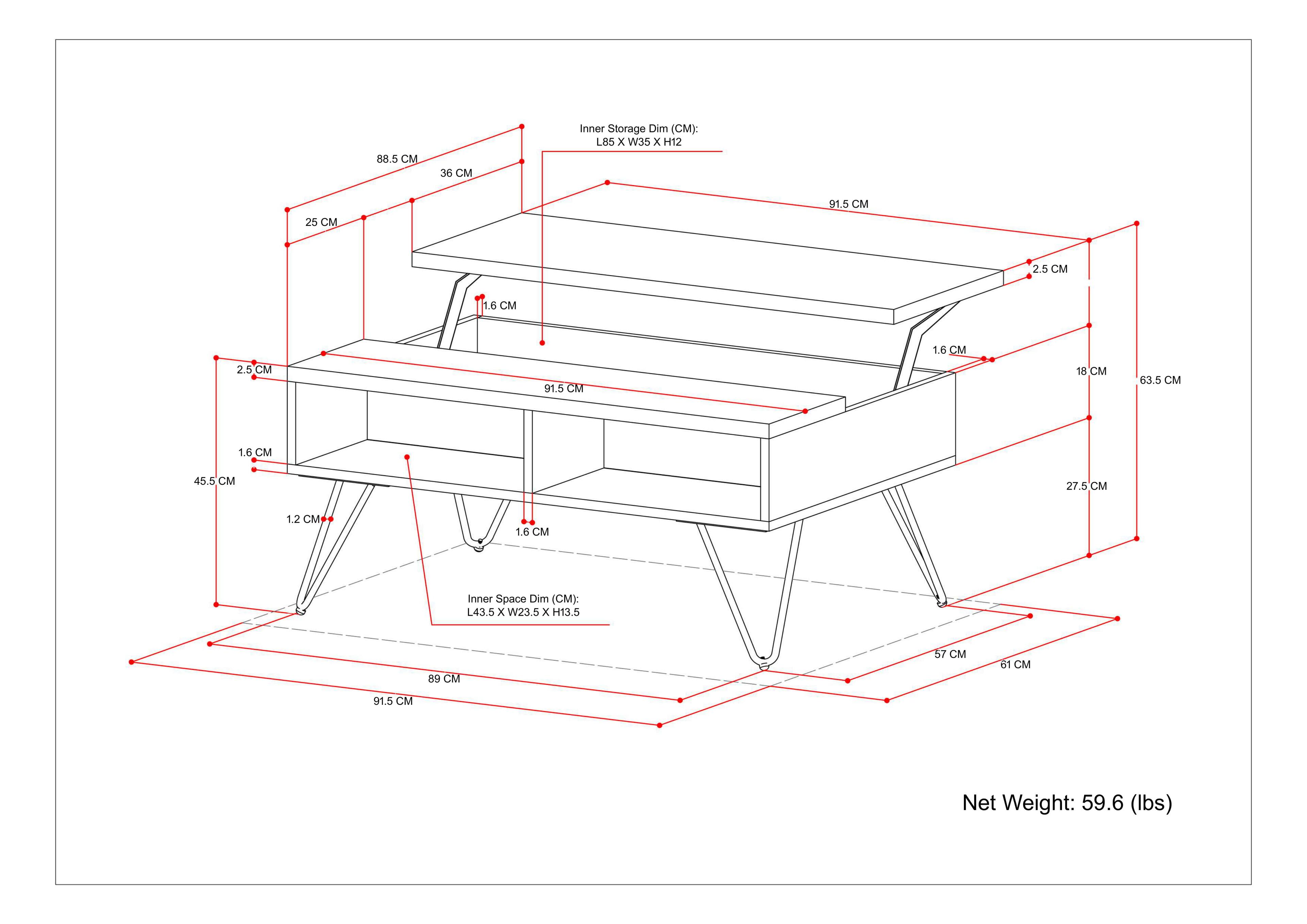 Alt View 17. Simpli Home - Hunter Small Lift Top Coffee Table - Umber Brown and Gold.